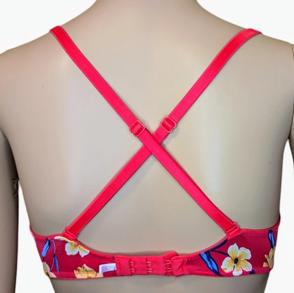 Victoria's Secret Bra. 32D. Convertible to Racerback. Pink Floral. Barely Worn. - Picture 6 of 6